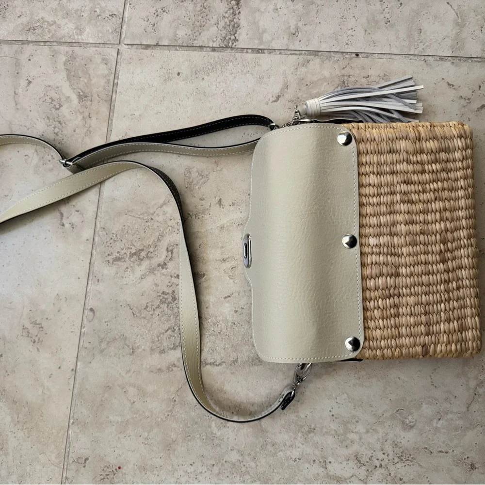 Elegant Cream and Tan Woven Crossbody Bag, Sea & Grass Bags - Picture 3 of 4